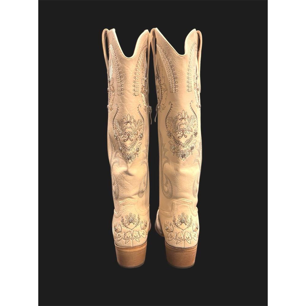White western cowboy boots with rhinestone detailing  floral embroidery size 7 - Picture 4 of 10